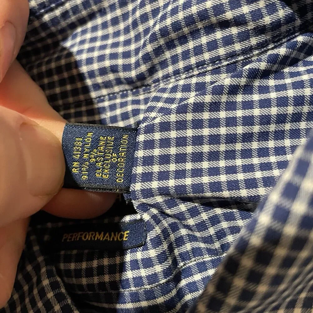 Polo Ralph Lauren Performance Shirt Gingham Long Sleeve Button Up‎ Mens Large